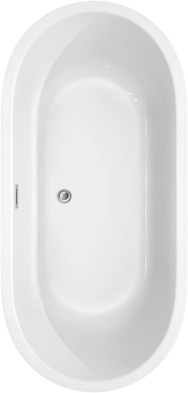 Juliette 67 inch Freestanding Bathtub in White with Polished Chrome Drain and Overflow Trim