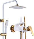 Shower Faucet Set Bathroom White Rainfall Shower Faucet Hot and Cold Water Gold Shower Mixer