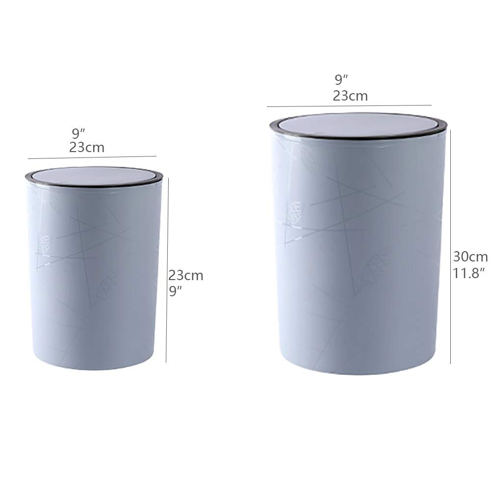 Waste Bin Trash Can PP Round Hand Press Waste Container Garbage Dustbin Bathroom Bedroom Kitchen Craft Room Office School Trash Can (Color : Blue+White Size : L+L) (Blue+White S+S)