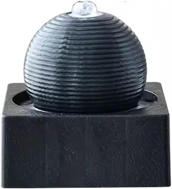 GRFIT Tabletop Fountain Living Room White Desktop Small Flowing Water Modern and Minimalist Office Circular Fountain Decorations Plastic Desktop Fountain Desktop Fountain (Color : Black)