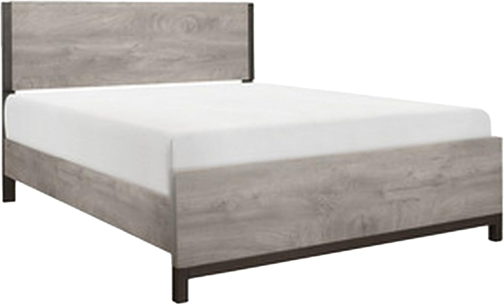 Benzara Zephyr 4 Pc Queen Size Bedroom Set- Light Gray- Brown- Modern Style
