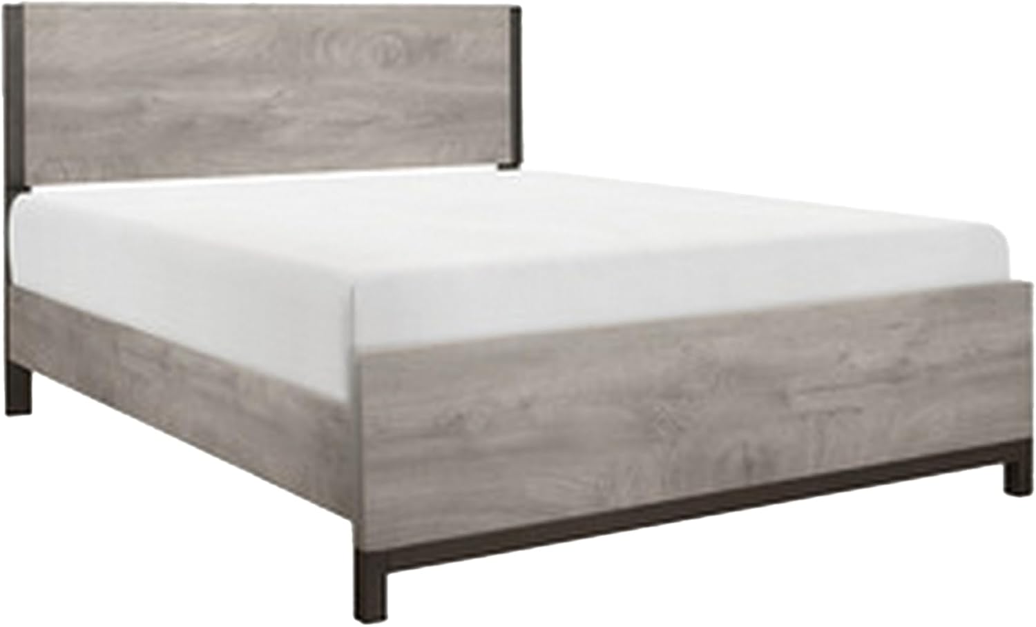 Benzara Zephyr 4 Pc Queen Size Bedroom Set- Light Gray- Brown- Modern Style