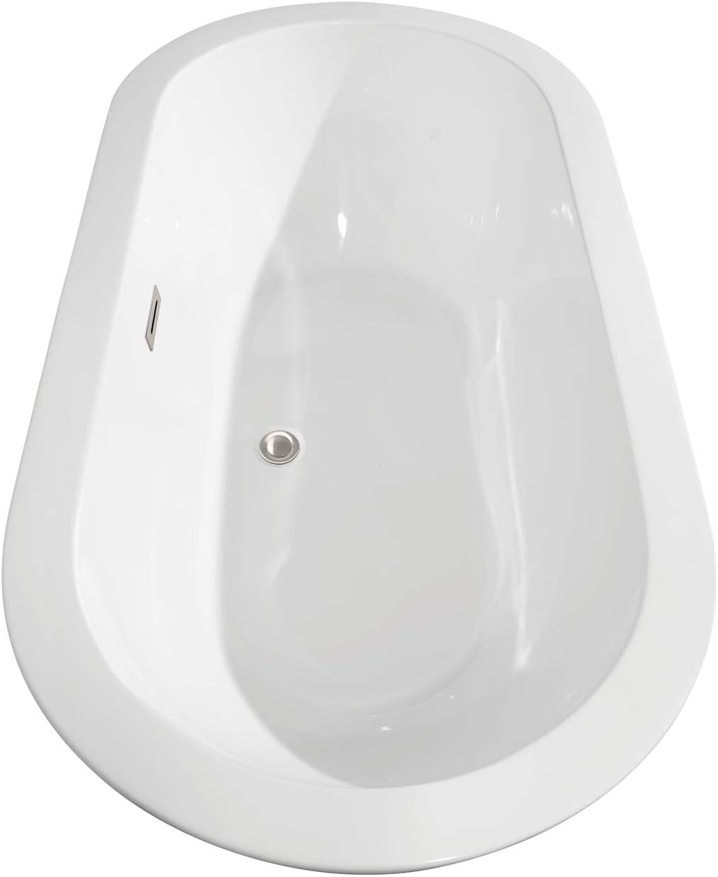 Soho 60 inch Freestanding Bathtub in White with Brushed Nickel Drain and Overflow Trim