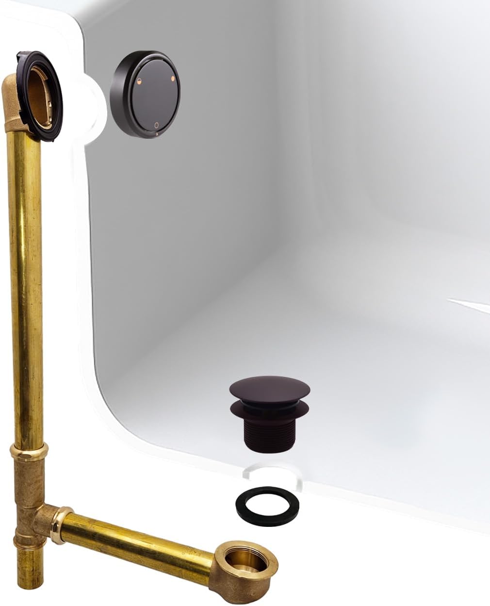 Westbrass 22' Deep Soak Tip-Toe Drain Bath Waste & Overflow, Oil Rubbed Bronze, 7931817CHM-12