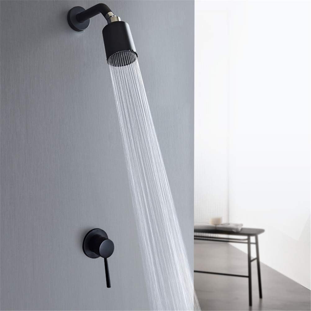 Bathroom Shower Faucet Set in-Wall Copper Brushed Gold/Black/Chrome Shower Head Concealed Shower Set Bath Spray Rainfall Shower System,Black