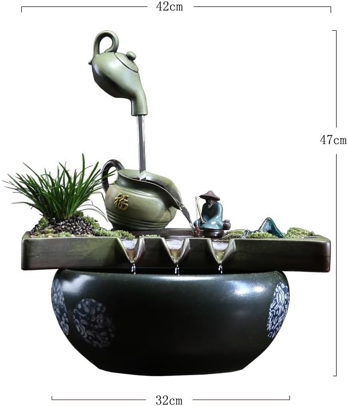 Tabletop Fountains Lucky Water Ornaments Rockery Fountain Creative Living Room Decorations Office Coffee Table Desktop Fountain Indoor Tabletop Water Fountain(A)