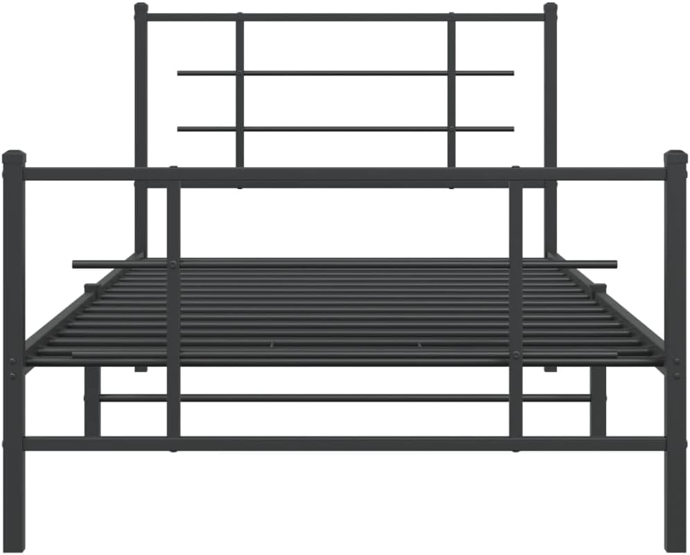 Metal Twin Bed Frame with Footboard Black 39.4'x78.7' Steel Platform Bed Base Underbed Storage Space for Bedroom Furniture