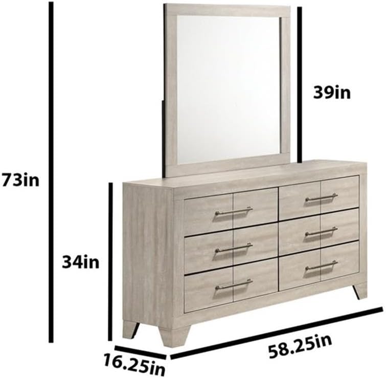 Best Quality Furniture 5 Piece Bedroom Set in Rustic Gray Oak Wood in King
