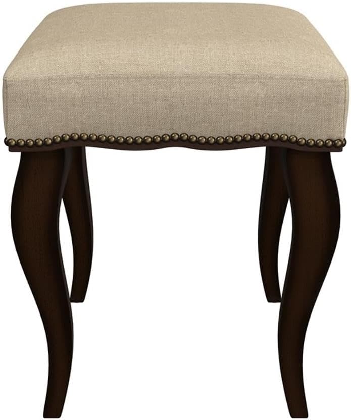 Hillsdale Hamilton Wood and Upholstered Backless Vanity Stool for Makeup Room and Bathroom, Burnished Oak