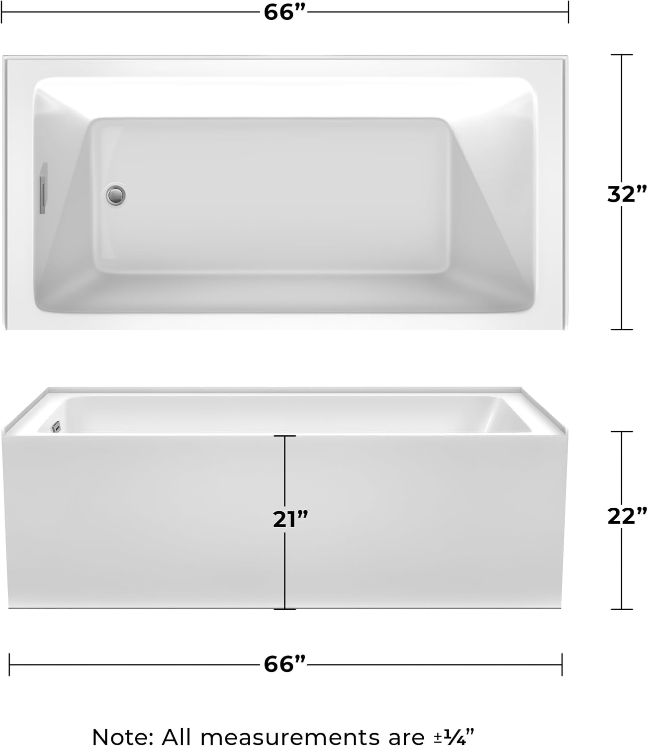 Grayley 66 x 32 Inch Alcove Bathtub in White with Left-Hand Drain and Overflow Trim in Polished Chrome
