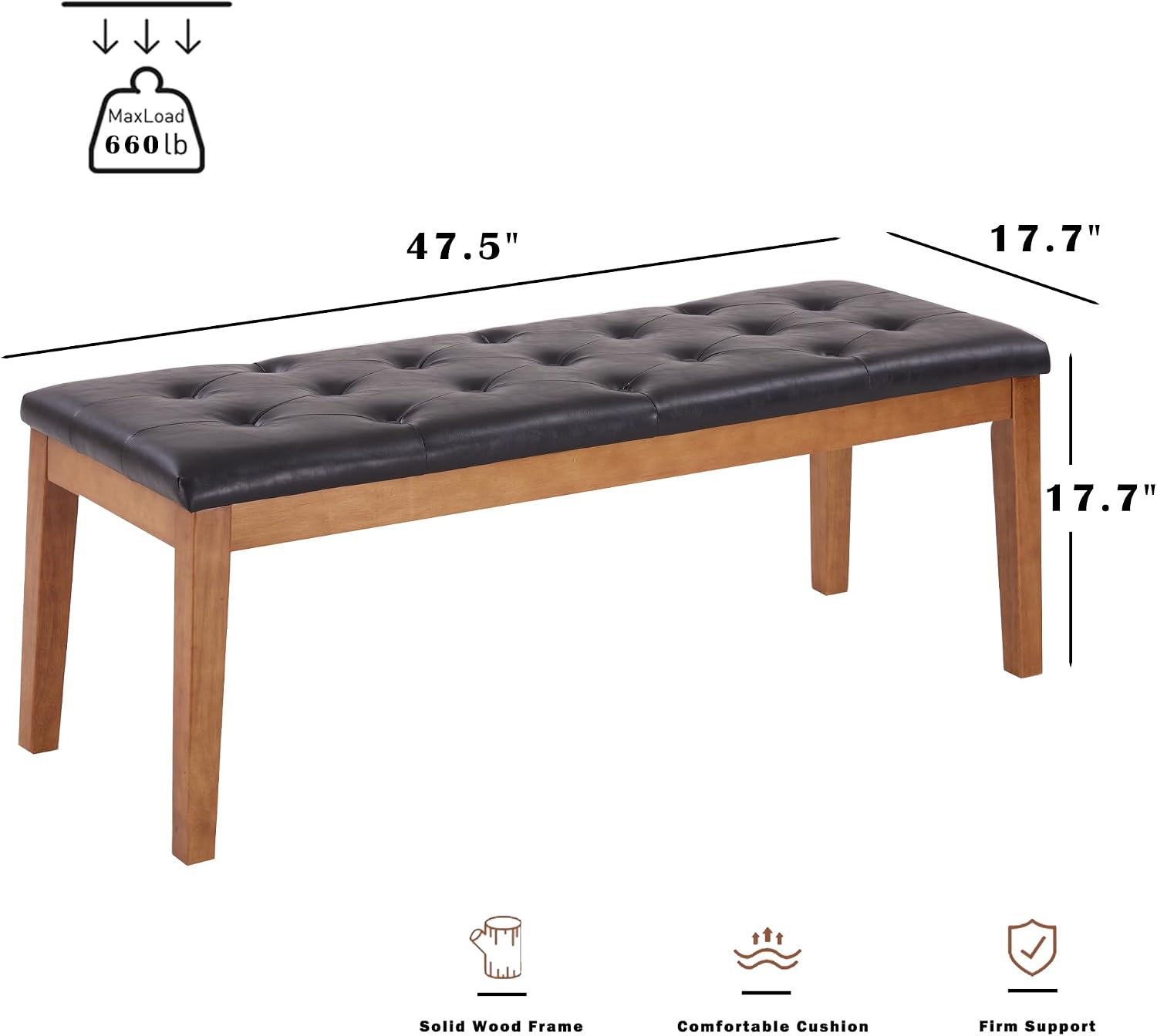 Ottoman Bench Upholstered Padded Seat with Solid Wood Legs and Button-Tufted, Big Oversized Ottoman, Velvet Green