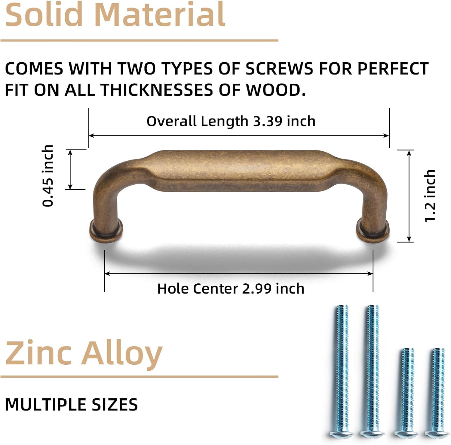 Goo-Ki 24 Pack 3 Inch （76mm） Hole Center Cabinet Pulls Antique Brass Zinc Alloy Kitchen Drawer Pulls Drawer Handles 3.39 Inch Length 2202-GT-76-24