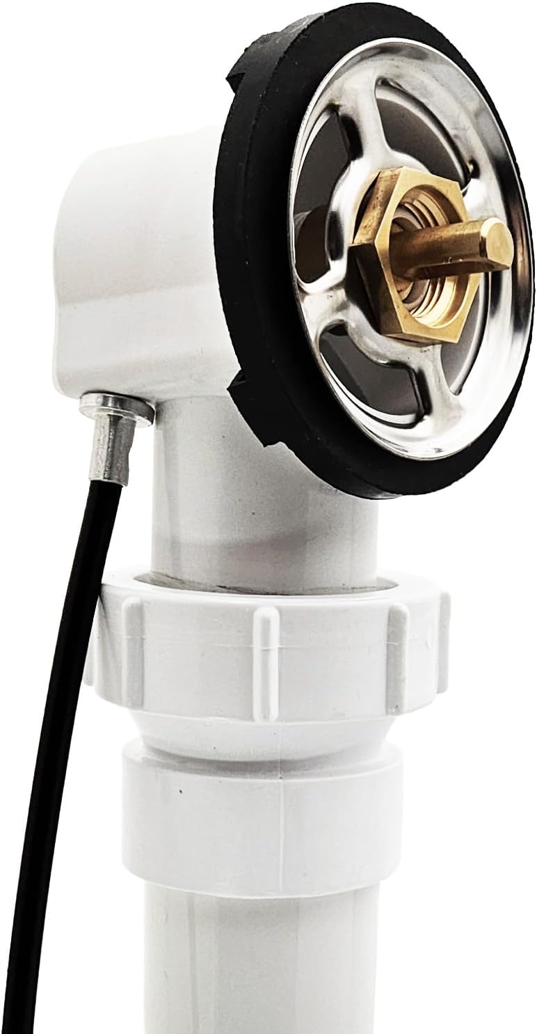 Westbrass A50P45BJ-65 1-1/2' Sch. 40 PVC 45' Cable Driven Bath Waste Kit with Ball Joint Head and Brass Trim Drain Kit, Biscuit