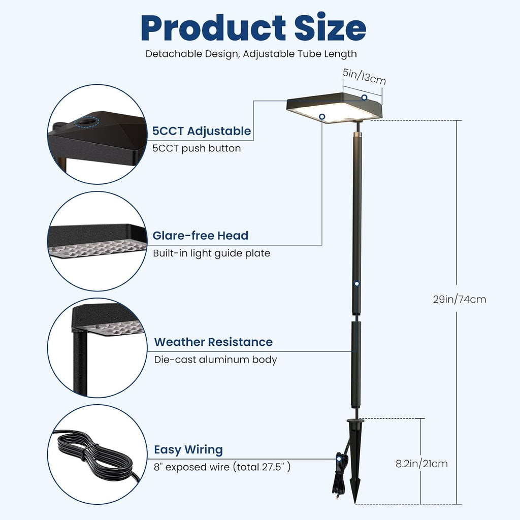 Low Voltage Landscape Lighting, All-in-one 6W LED Outdoor Pathway Lights Kit with Transformer and UL Listed Wire 5CCT IP66 Waterproof Landscape Lights for Walkway Garden Yard Patio(12 Pack)