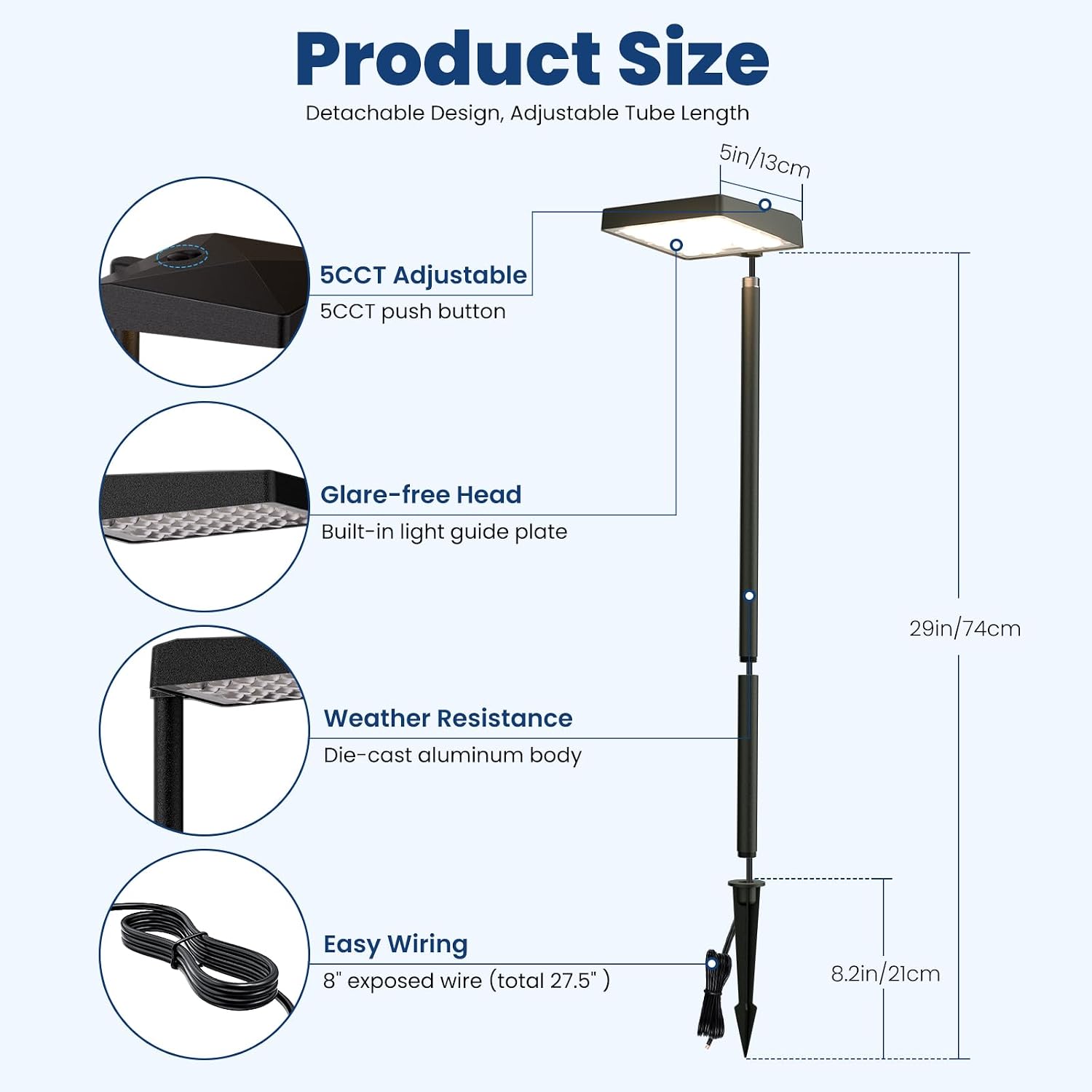 Low Voltage Landscape Lighting, All-in-one 6W LED Outdoor Pathway Lights Kit with Transformer and UL Listed Wire 5CCT IP66 Waterproof Landscape Lights for Walkway Garden Yard Patio(12 Pack)