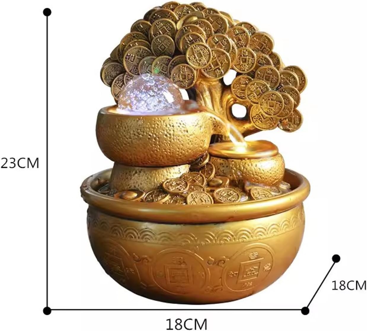 Indoor Fountains Décor Money Tree Flowing Water Decoration Office Fountain Living Room Desktop Decoration Resin Chinese Desktop Fountain Tabletop Water Fountain