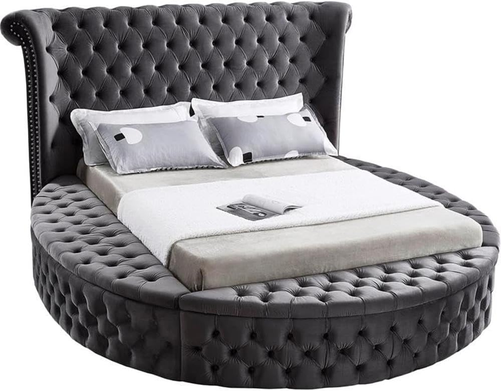Home Square 3-Piece Set with Luxus Gray Velvet King Bed & 2 Bali Nightstands