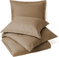 4 Piece Bed in a Bag Set 100% Egyptian Cotton 600 Thread Count Duvet Cover Pillow Shams & Fitted Sheet with Extra Deep Pocket Soft Bedding(King Size, Taupe)