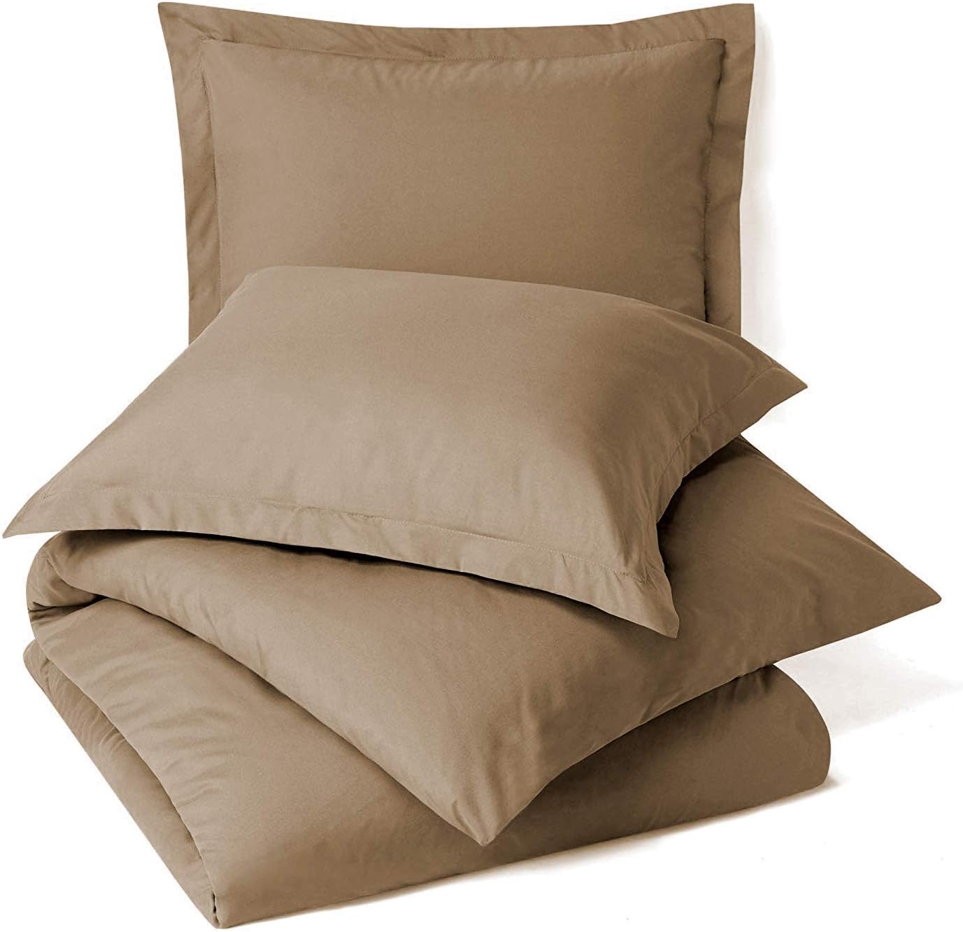 4 Piece Bed in a Bag Set 100% Egyptian Cotton 600 Thread Count Duvet Cover Pillow Shams & Fitted Sheet with Extra Deep Pocket Soft Bedding(Full Size, Taupe)