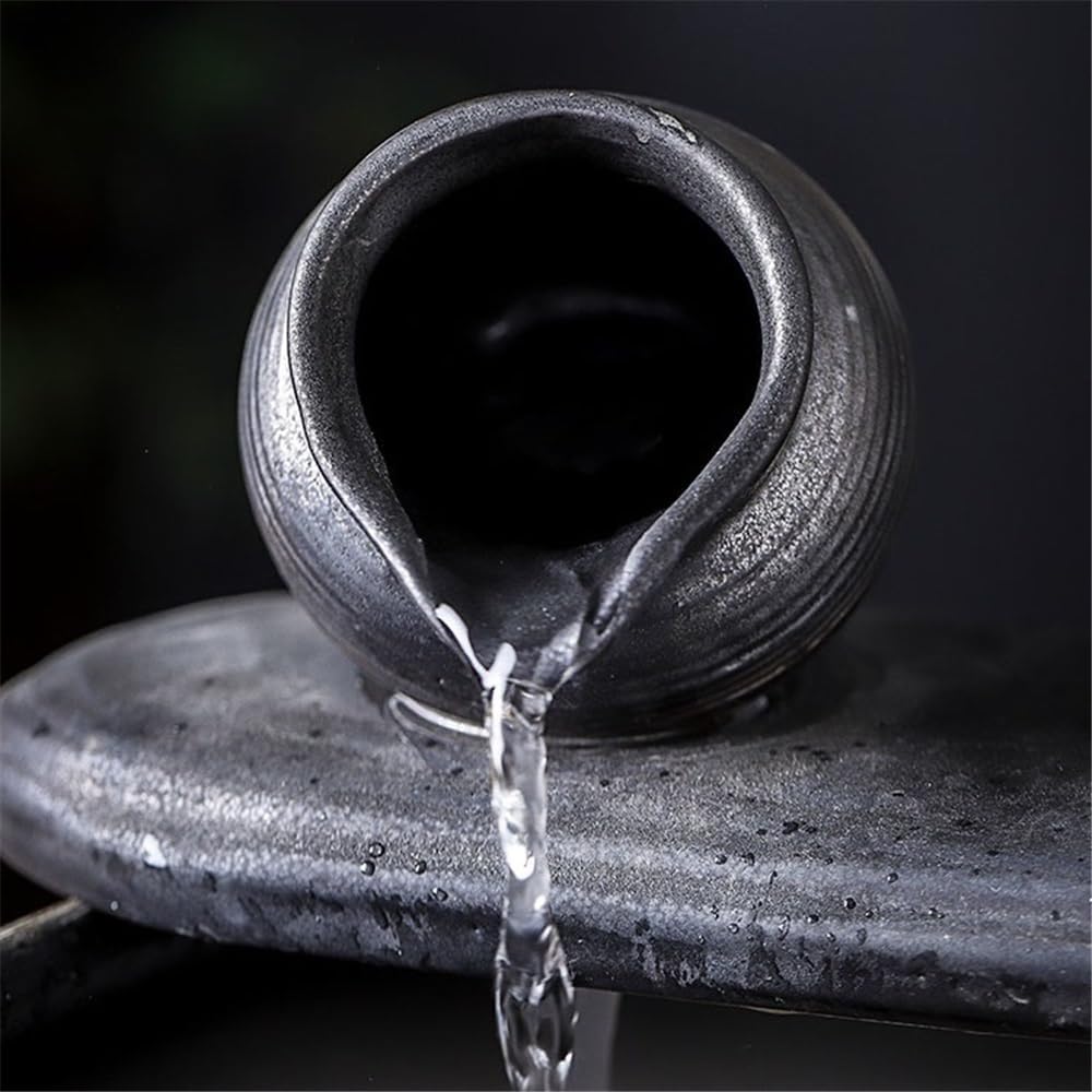 Tabletop Fountain Ceramic Fish Tank Tabletop Water Fountain, Home Décor Soothing Sound Machine for Office Tabletop Water Fountain