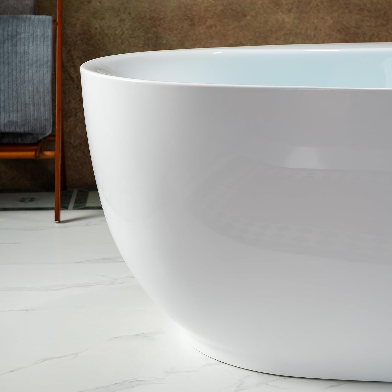 WOODBRIDGE 66' Acrylic Freestanding Bathtub Contemporary Soaking White Tub with Oil Rubbed Bronze Overflow and Drain，B0027-ORB