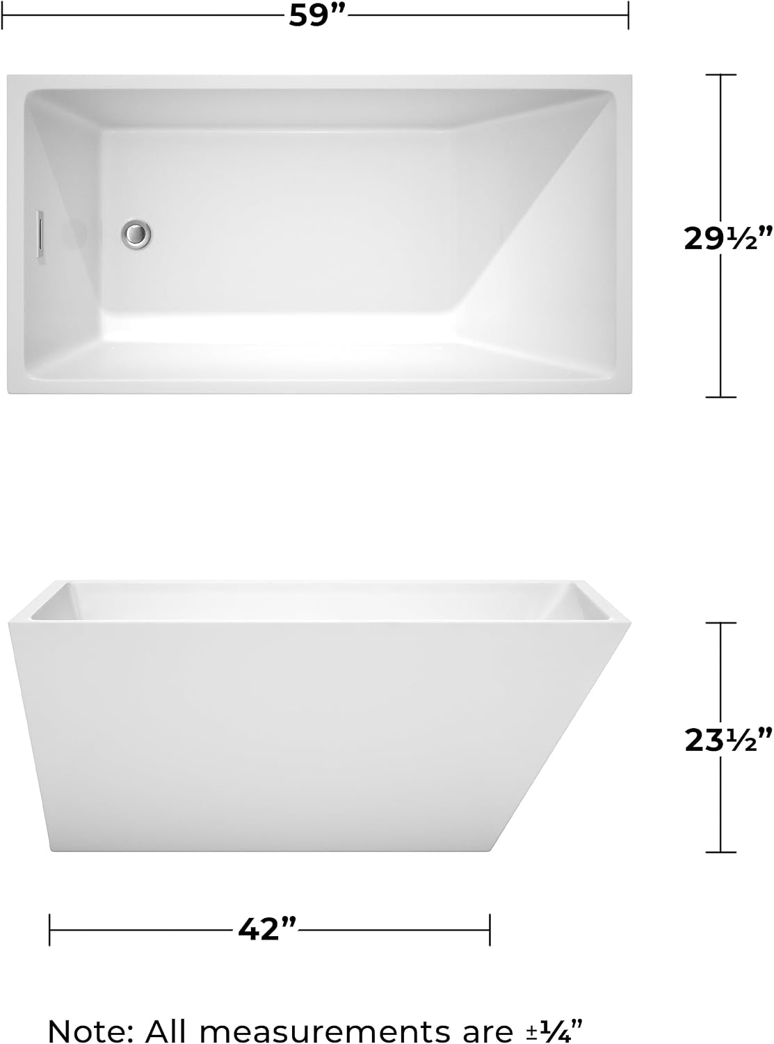 Wyndham Collection Hannah 59 inch Freestanding Bathtub for Bathroom in White with Polished Chrome Drain and Overflow Trim
