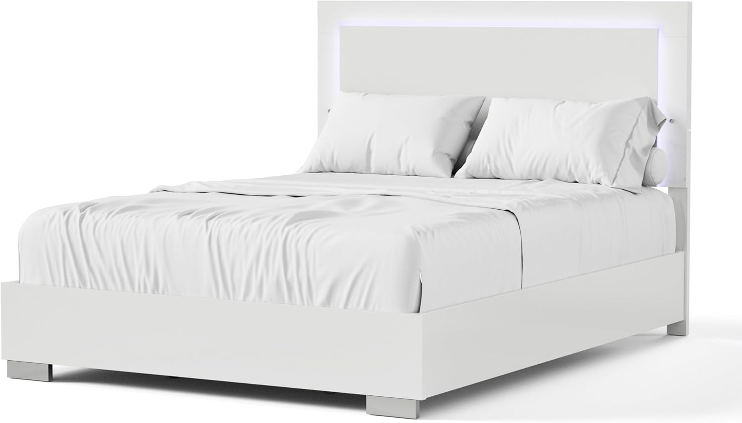 Furniture of America Alistair Modern Wood 3-Piece Bedroom Collection with Bed Frame and 2-Drawer Nightstands Set of 2, Box Spring Required, White, Queen