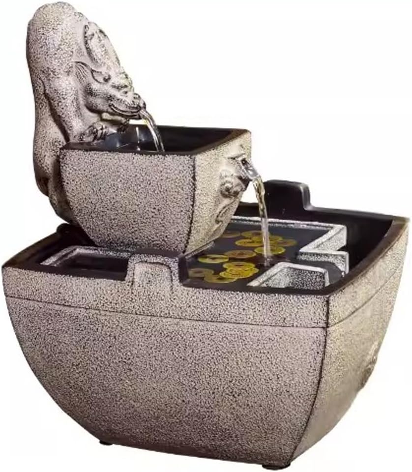 Tabletop Fountain Flowing Water Decoration for Living Room Study and Study Chinese Style Creative Fountain Water Landscape Decoration Desktop Decoration Desktop Fountain (Color : F)