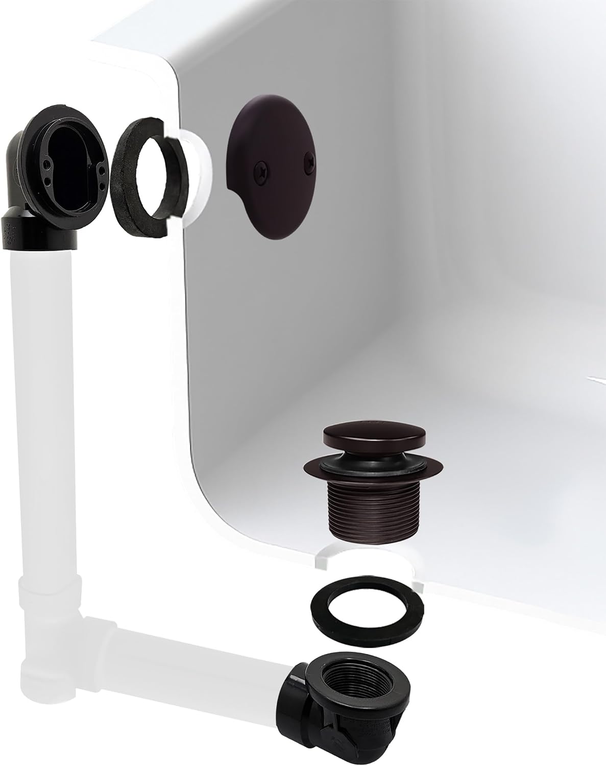 Westbrass D534-20-12 SCH. 40 ABS 1-1/2' Course Thread Plumber's Pack Tip-Toe Bathtub Drain Plug with Two-Hole Elbows, 20-Pack, Oil Rubbed Bronze, 20 Count