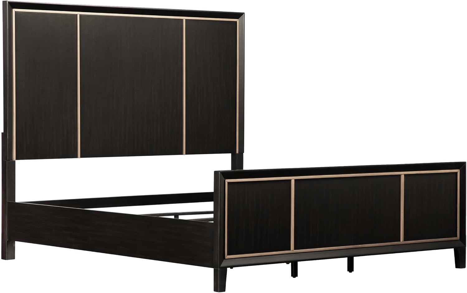 Furniture of America Samuel Modern Solid Wood 5-Piece Bedroom Collection Bed Frame, 2-Drawer Nightstands and 6-Drawer Dresser with Mirror, Box Spring Required, Espresso, King