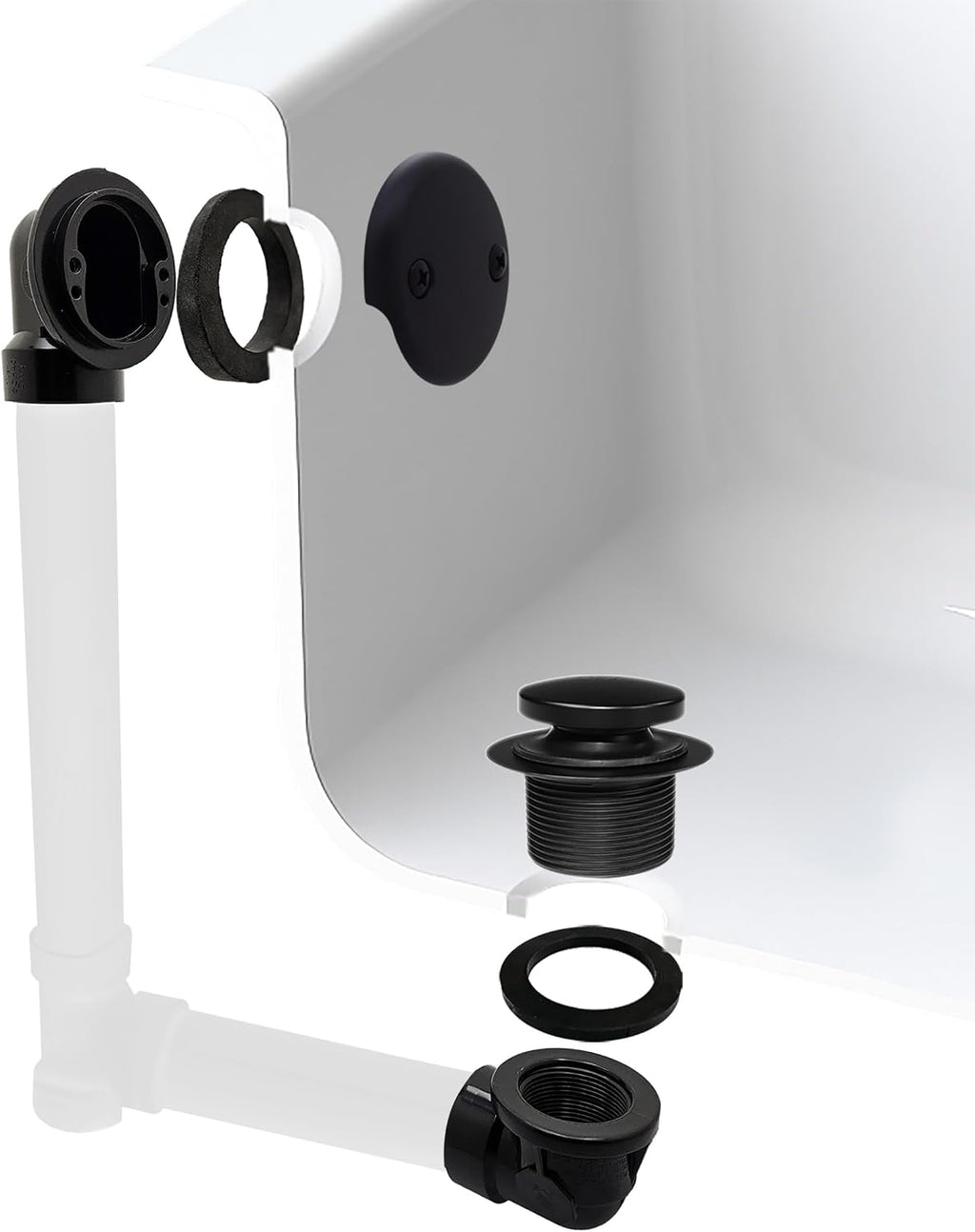 Westbrass Tip Toe Sch. 40 ABS Plumber's Pack with Two-Hole Elbow, Matte Black, D534-62