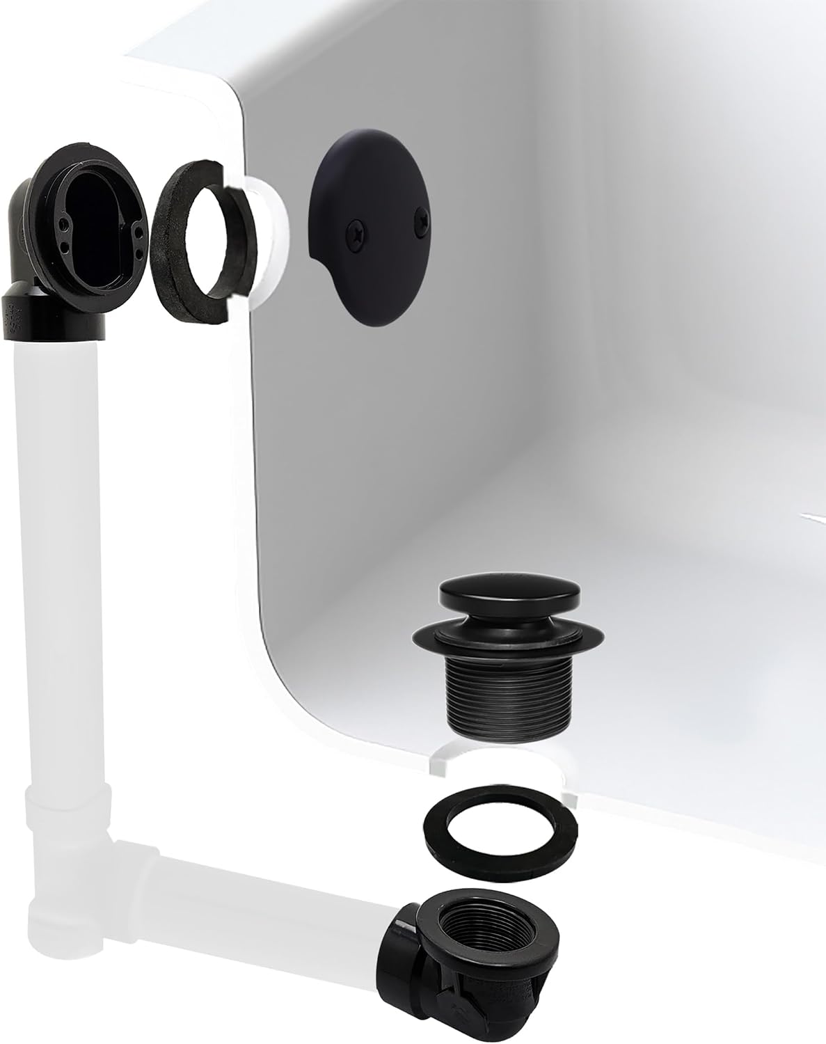 Westbrass Tip Toe Sch. 40 ABS Plumber's Pack with Two-Hole Elbow, Matte Black, D534-62