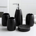 Lotion Dispenser 5 Piece Ceramics Bathroom Accessory Set, Toothbrush Holder, Liquid Soap Dispenser, Soap Dish, 2 Tumblers ，Bathroom Accessories Set Countertop Soap Dispensers (Color : Black)