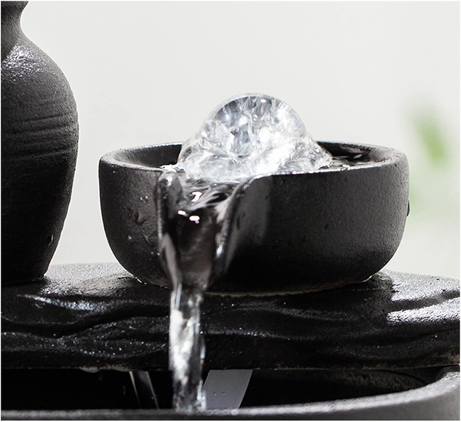 Indoor Fountain Ceramic Tabletop Fountain Ornaments Circulating Water Small Fish Tank Fountain Ceramic Pot Fountain for Indoor and Home Decoration Table Desk Office Patio