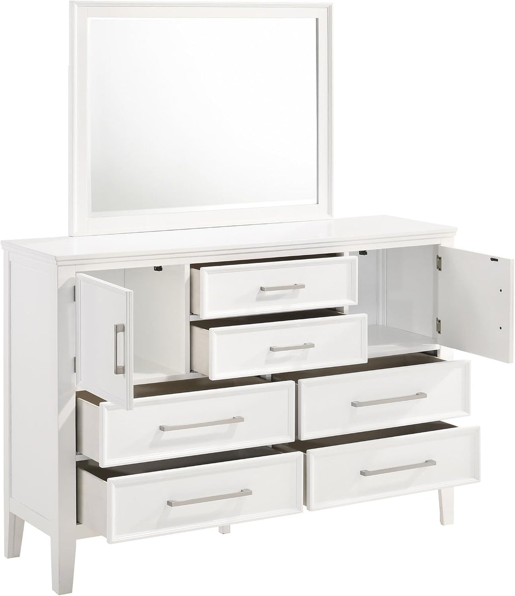 New Classic Andover 5-Piece Wood King Bedroom Set with 2 Nightstands in White