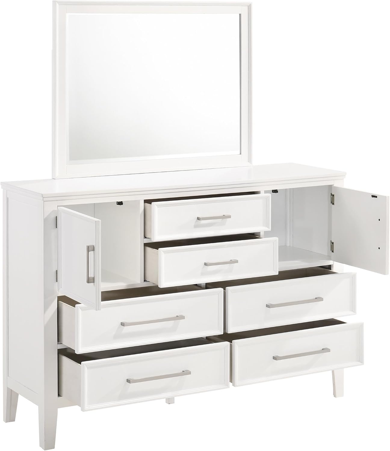 New Classic Andover 5-Piece Wood King Bedroom Set with 2 Nightstands in White