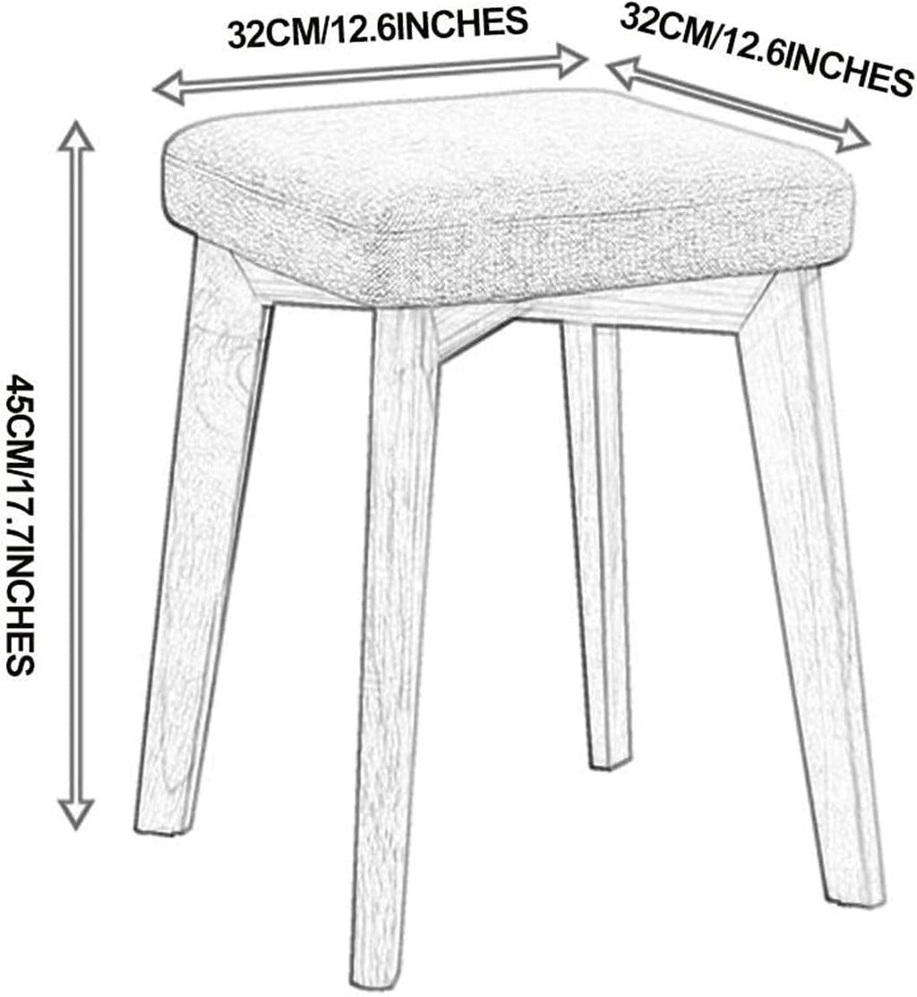 Vanity Bench Stool with Padded Cushion Piano Bench Vanity Benches Home Stool Fashion Vanity Stool Simple Solid Wood Chair Home Dining Stool Adult Fabric Stool Footstool Bedroom Stool(Green)