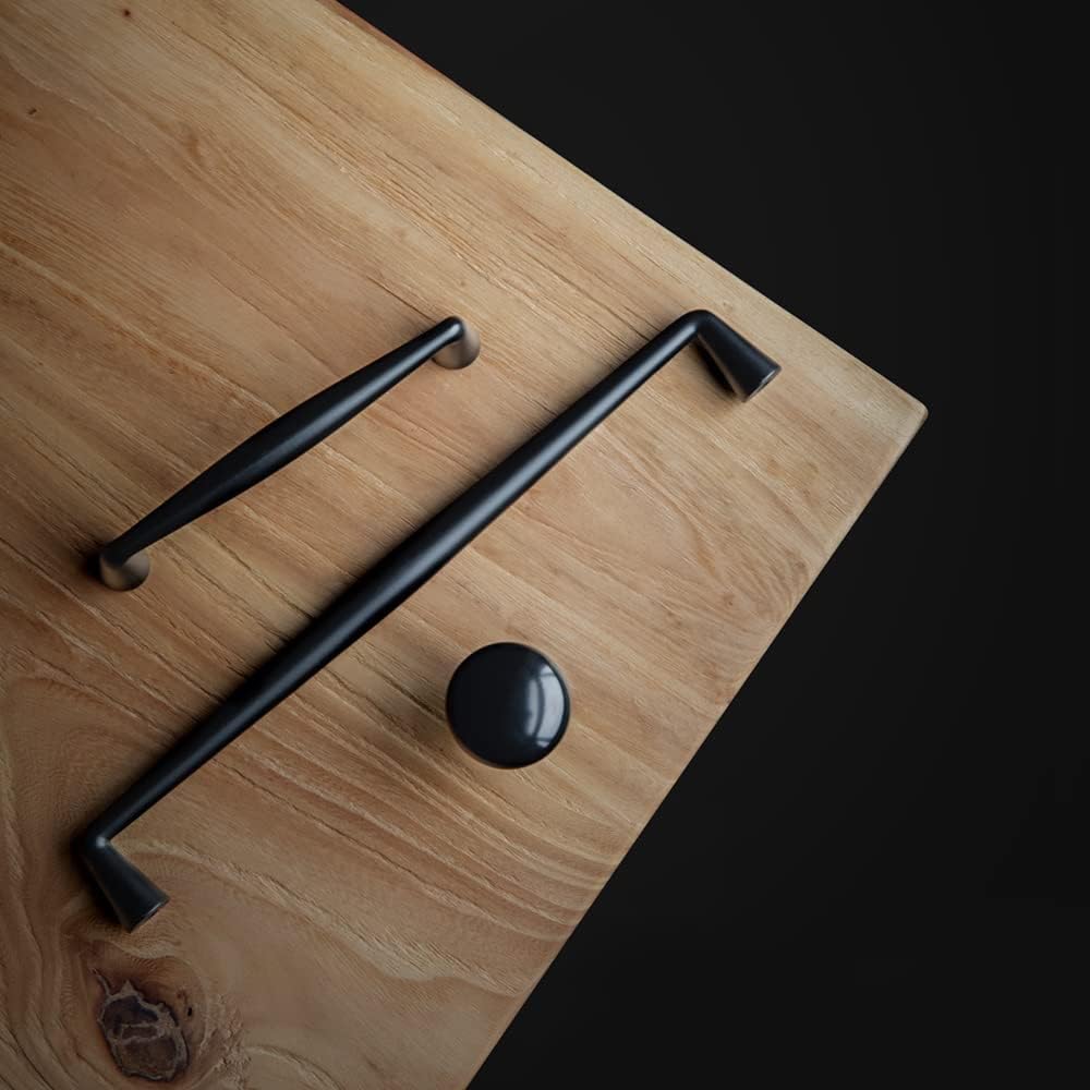 Goo-Ki Elegant Black Zinc Alloy Cabinet Handles - 10''(256mm) Hole Center Affordable Luxury Cabinet Pull Hardware for Bedroom, Kitchen, 6 Pack…