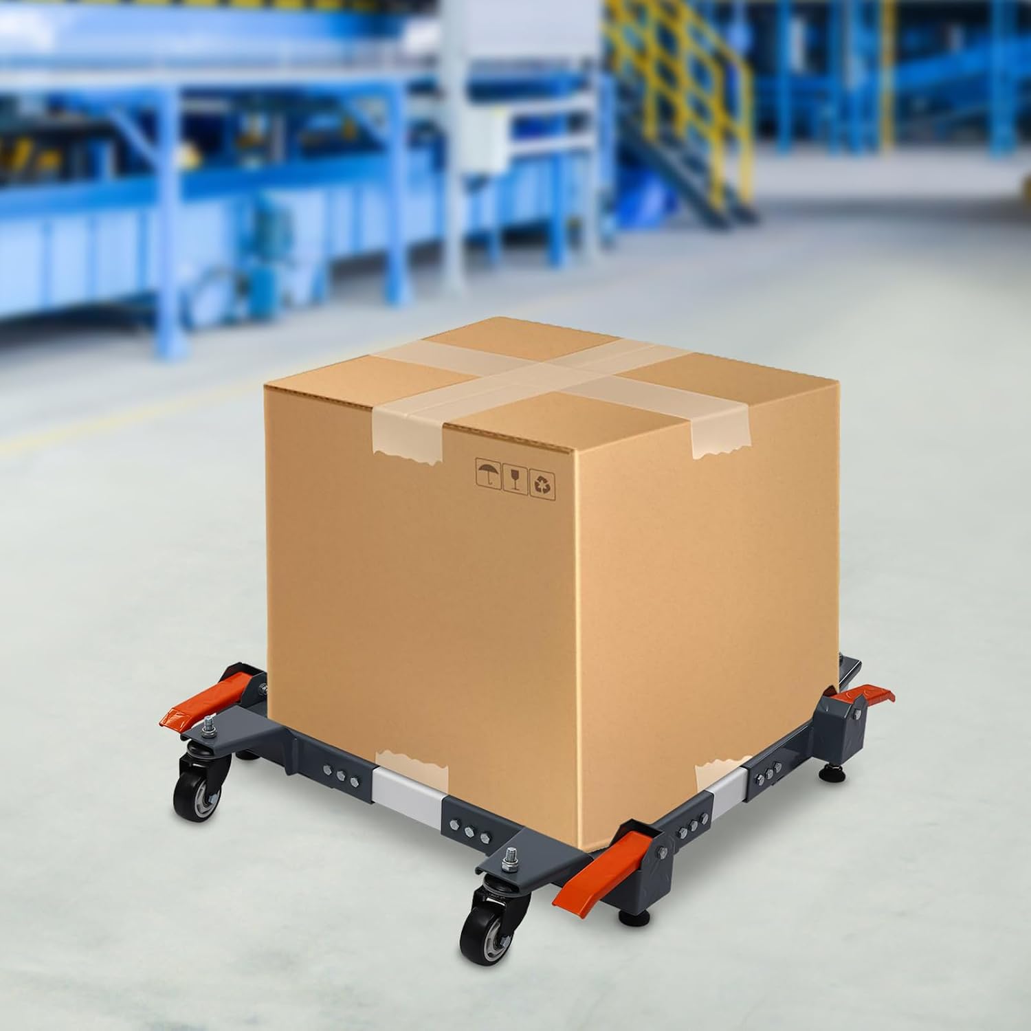 1500LBS Universal Mobile Base, Grey Adjustable Mobile Base W/ 4 Universal Wheels, Heavy Duty Mobile Base, Mobile Base Kit, Q235 Steel Mobile Base Machine for Factories and Homes