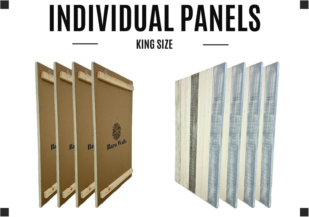 Barn Walls King Headboard Wall-Mounted - Adjustable Floating Backboard for Beds, Bedroom Boardsking, Cabecera de Cama, Split Height, Fullsize Headboards, Farmhouse Bedroom, King Size, Farmhouse Mix