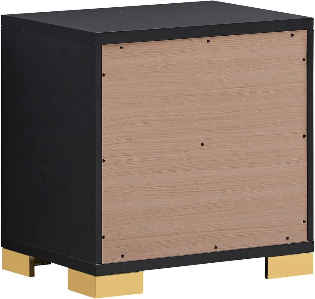 HomeStock King Size Bedroom Set Black Finish with Gold Accents - 5 Piece