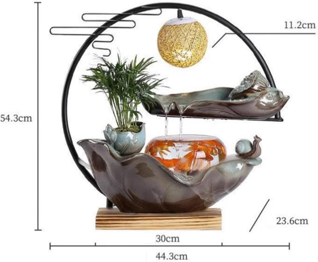Indoor Fountain Chinese Style Circulating Water Fish Tank Decoration Living Room Office Desktop Humidifier Water Dispenser Tabletop Fountains Decor