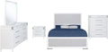 Coaster Home Furnishings - Gracemont - Wood - 5-Piece Bedroom Set with Light Grey Fabric, Vertical Tube, Cord Access and Flat Drawer Fronts - Bedroom - Queen Size - White - 225071Q-S5