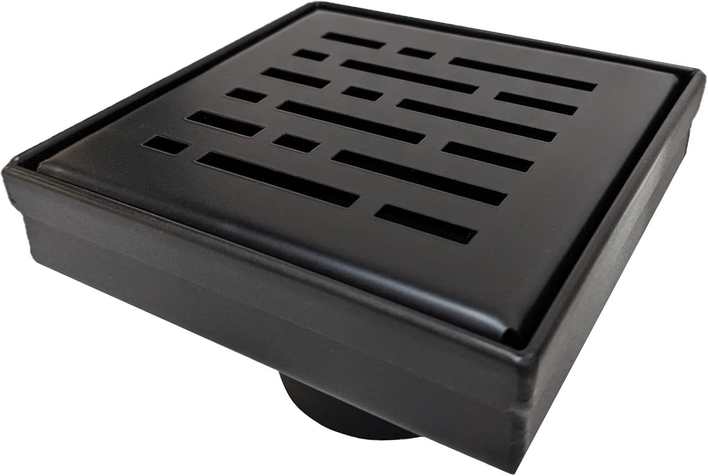 Generic CODA The Shower Drain Relocator Mover with SereneDrains Stainless Steel 4'' Square Shower Drain (Matte Black Drain)