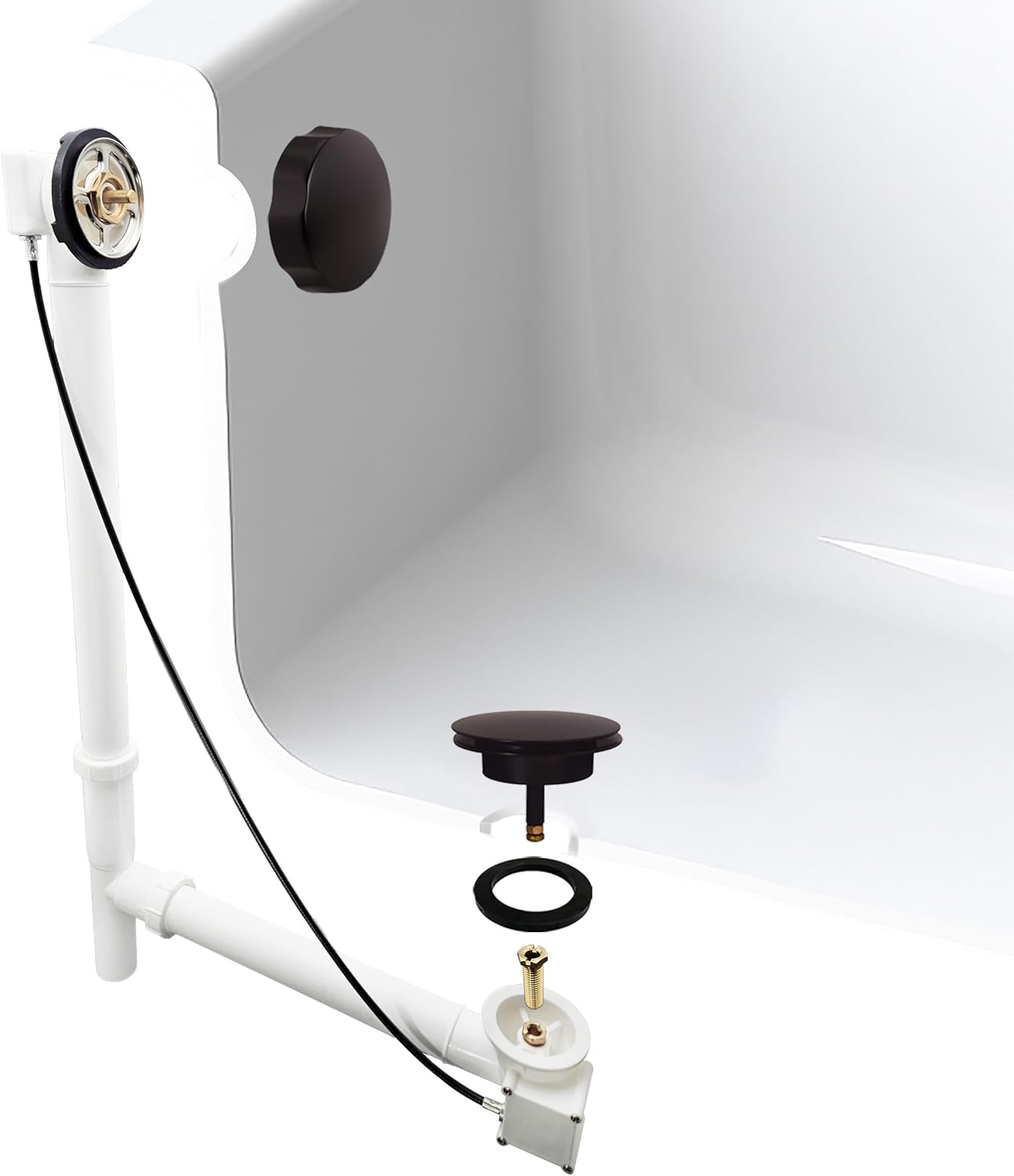 Westbrass Tubular 35 in. Cable Drive Bath Waste, Oil Rubbed Bronze, D50P35TLE-12