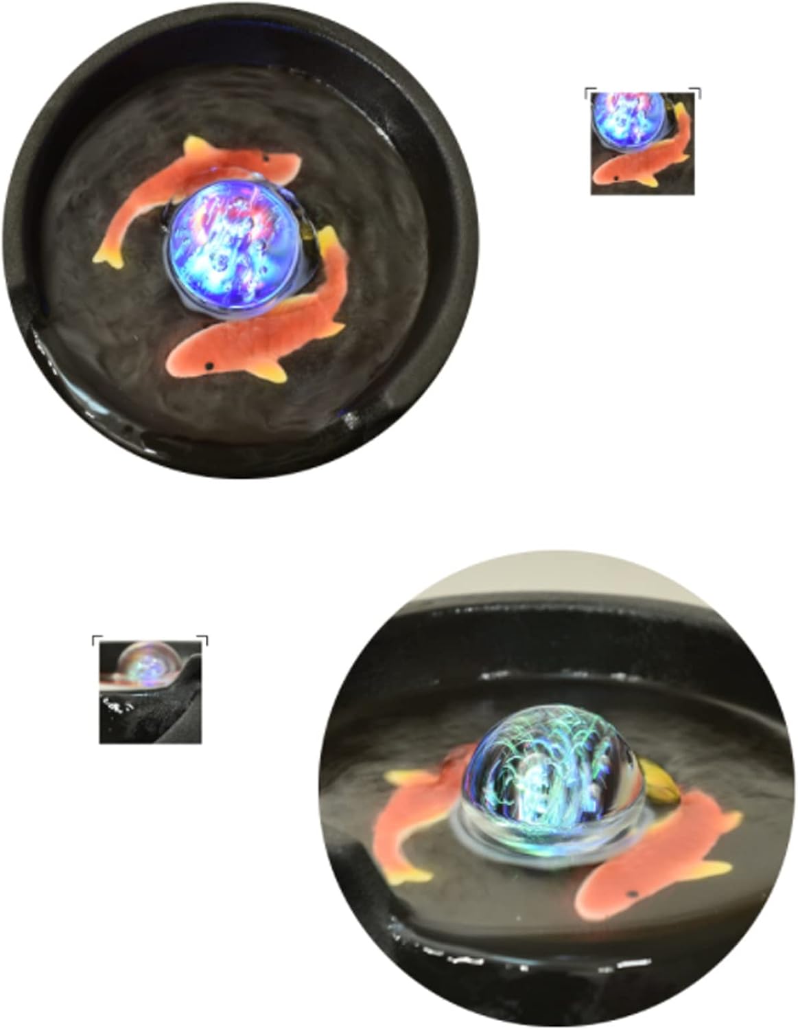 Desktop Fountain Ceramic Tabletop Fountain Home Decor Office Patio Pot for Indoor Use, Black