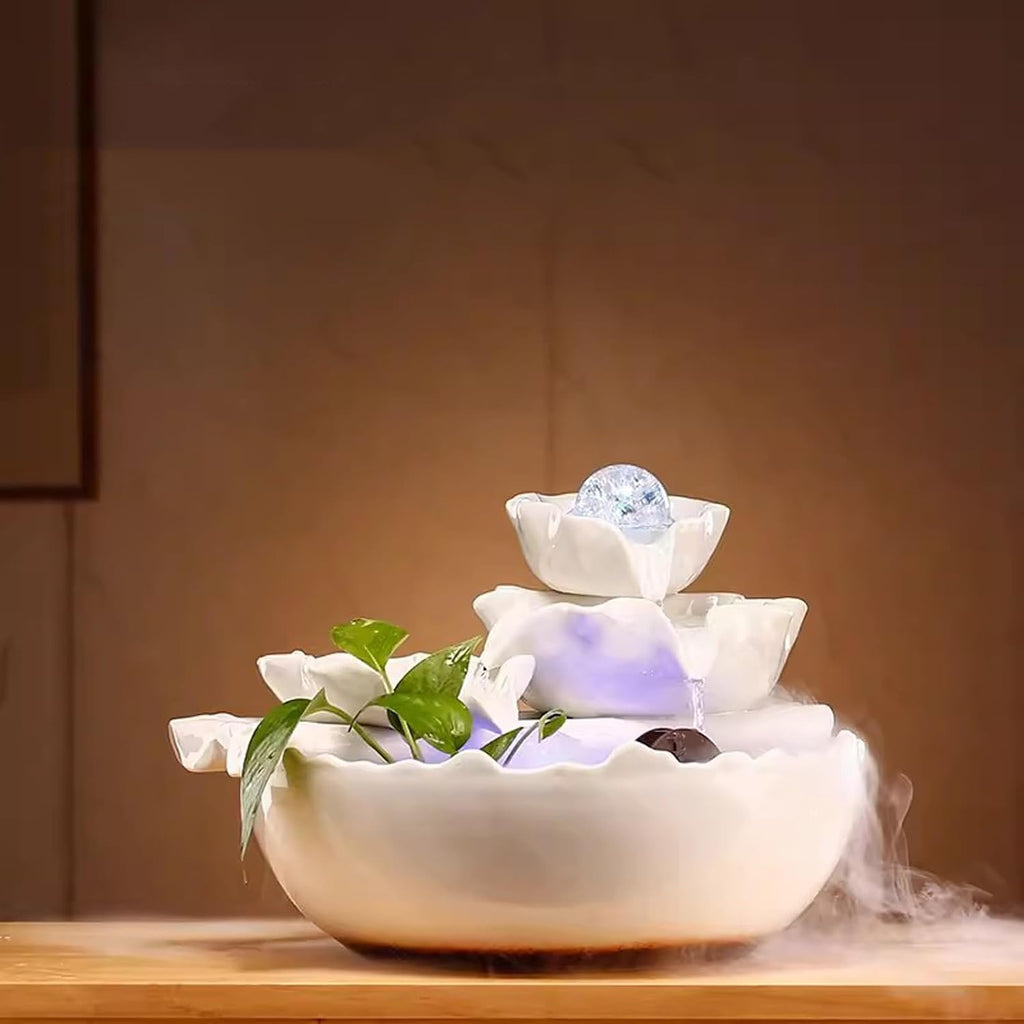 Indoor Fountains Décor Flowing Water Attracting Wealth Decoration Home Fountain Desktop Gift Relocation Ceramic Desktop Decoration Desktop Fountain Tabletop Water Fountain