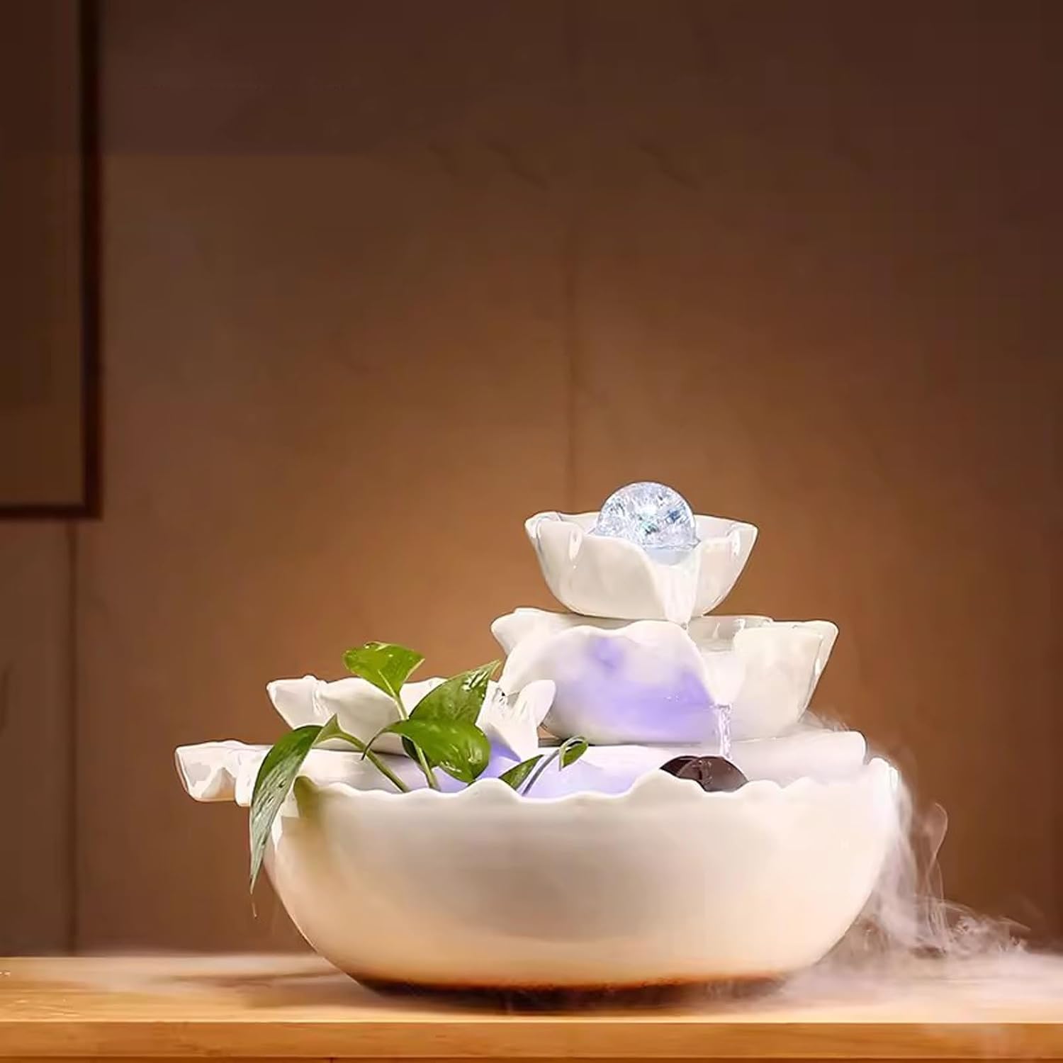 Indoor Fountains Décor Flowing Water Attracting Wealth Decoration Home Fountain Desktop Gift Relocation Ceramic Desktop Decoration Desktop Fountain Tabletop Water Fountain