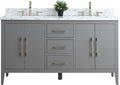 Vanity Art 60 inch Bathroom Vanity with Double Sink & Ceramic Top, Vanity Cabinet with Soft-Closing Doors, Drawers, Solid Wood Frame, Cashmere Gray,VA9060-DG-BN1