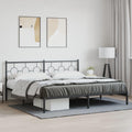 King Size Metal Bed Frame with Headboard Black 76'x79.9' Sturdy Steel Platform Bed Frame for Bedroom Furniture, Underbed Storage Space, No Box Spring Needed